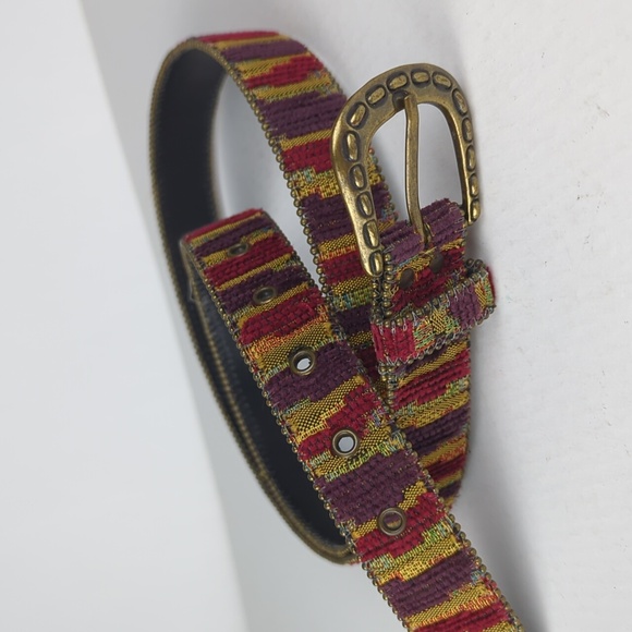 ELITE 2X Tapestry Tribal Belt Retro 90s Multi Color Stripe - Picture 1 of 4